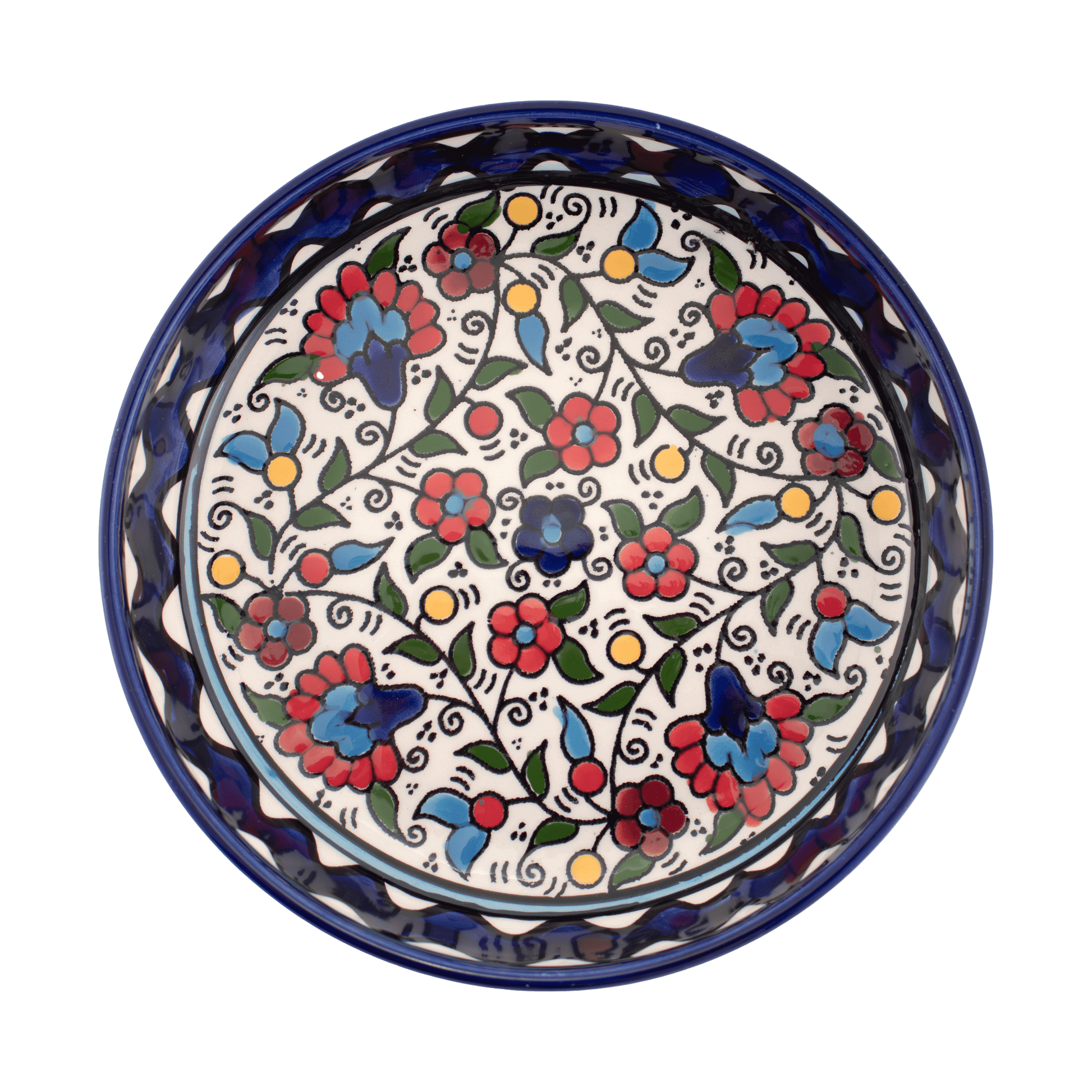 Armenian ceramic bowl in the colorful Armenian multi-color floral style