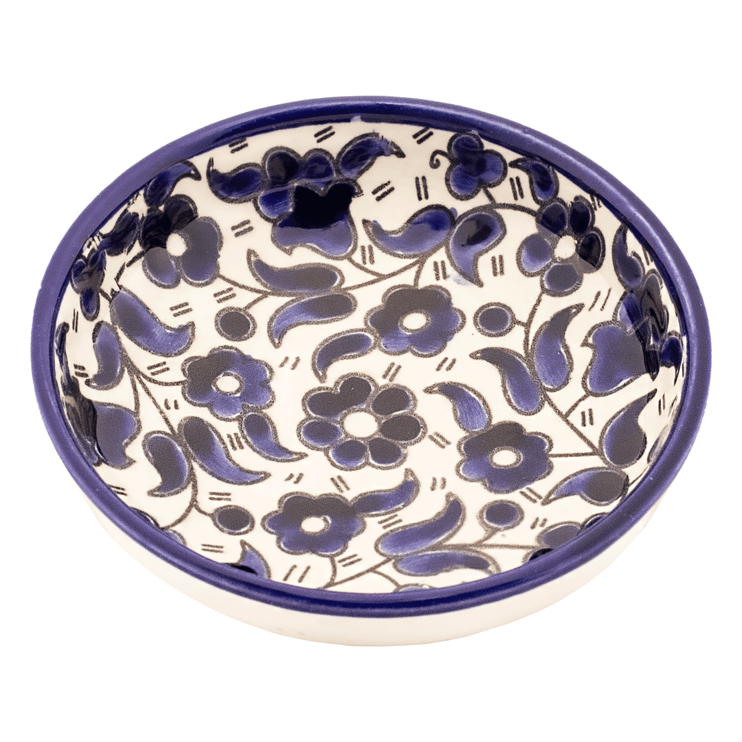 Armenian ceramic dipping bowl blue floral