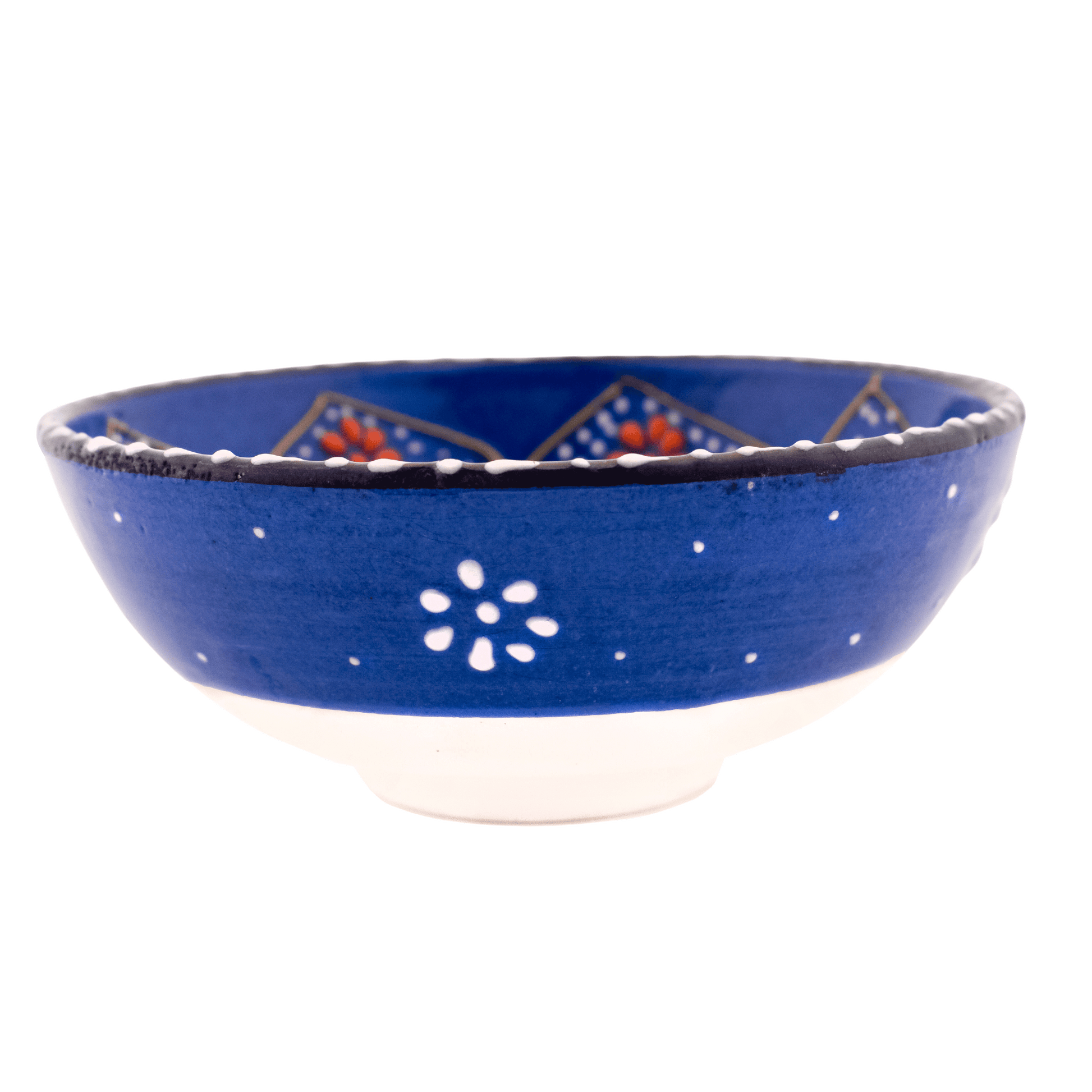 Blue ceramic bowl with a floral design with fishes