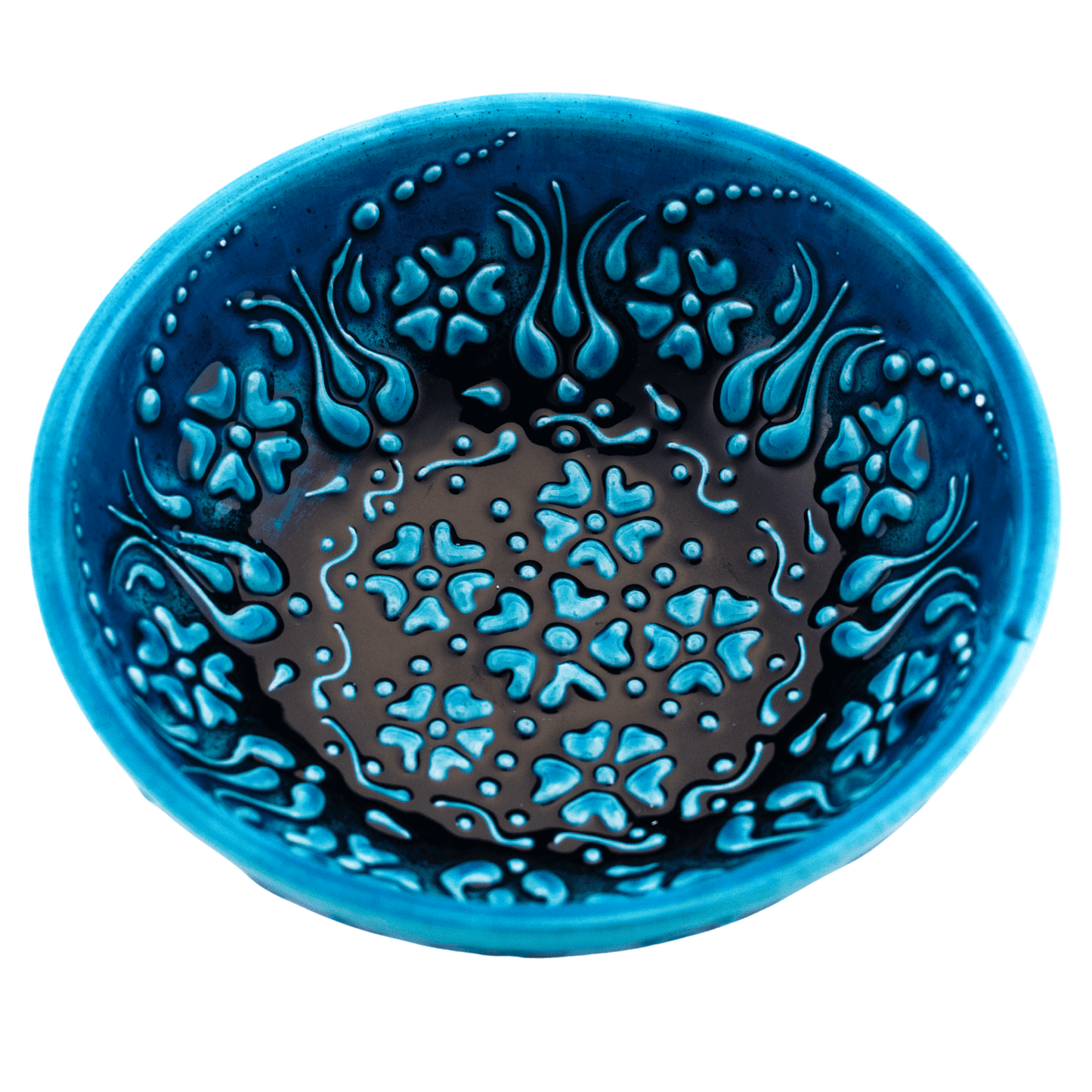 Cool blue ceramic bowl with a floral design