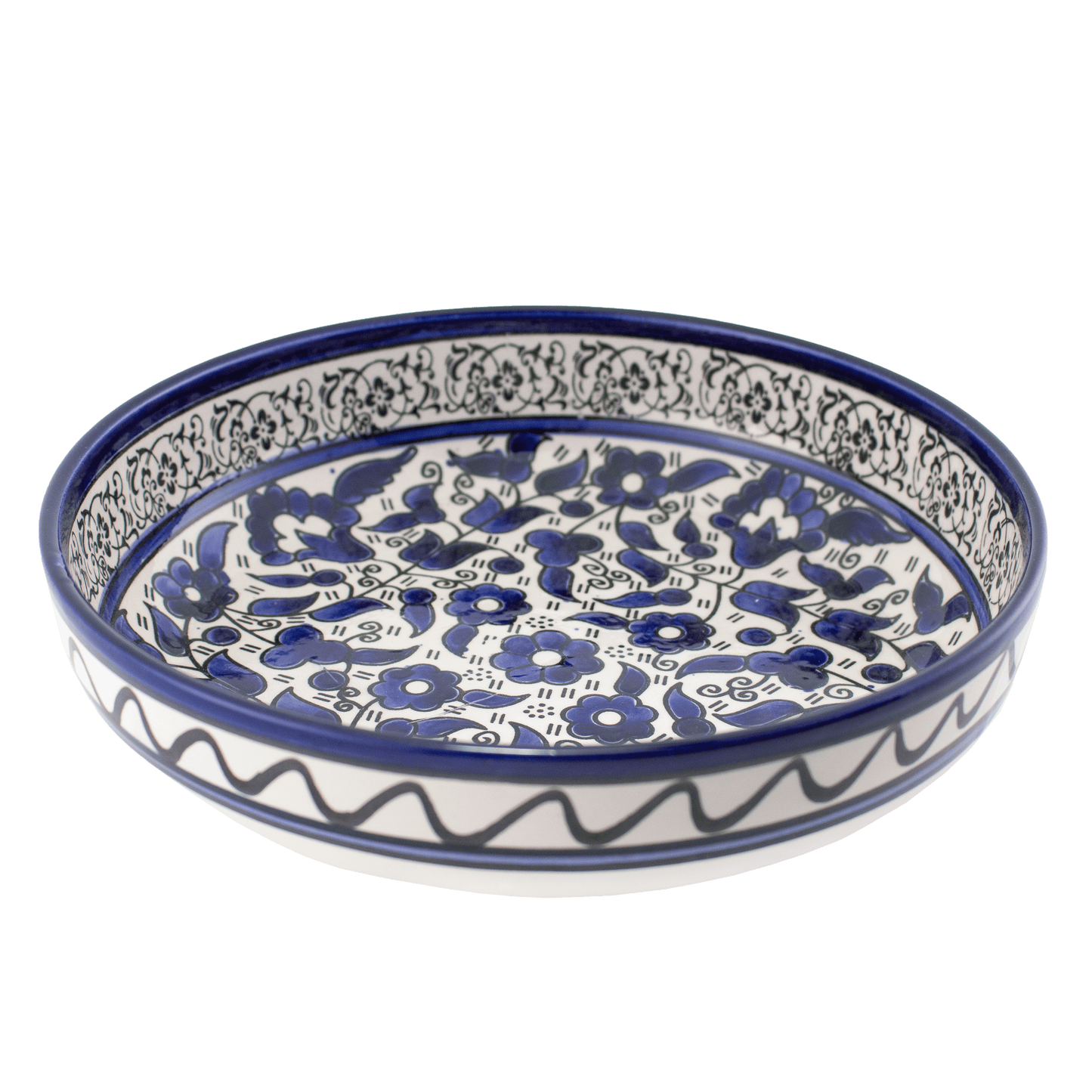 Armenian Ceramic Serving Dish - Large Traditional Floral Blue Floral