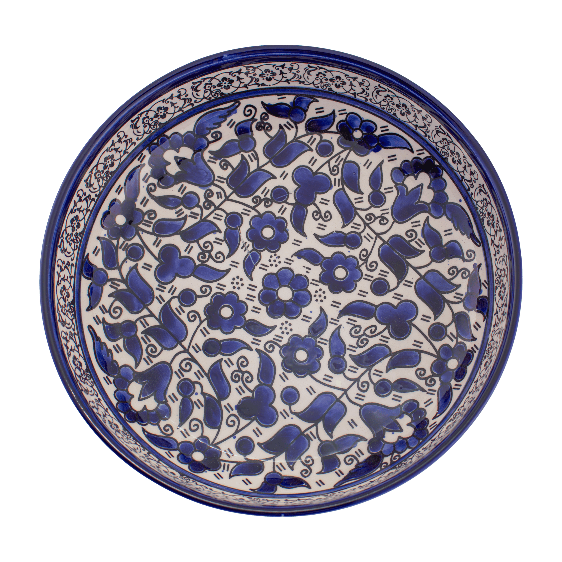 Armenian Ceramic Serving Dish - Large Traditional Floral Blue Floral