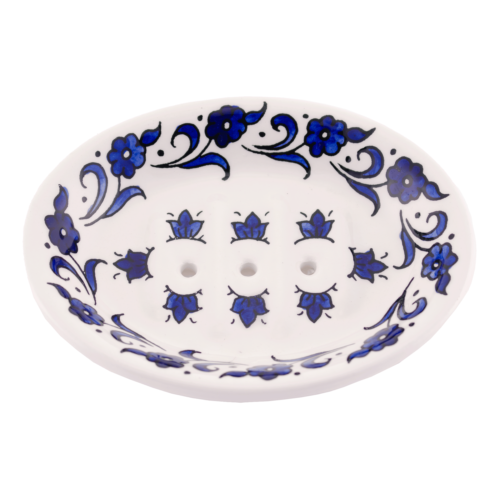 Armenian Ceramic Soap Dish Traditional Floral Blue Floral