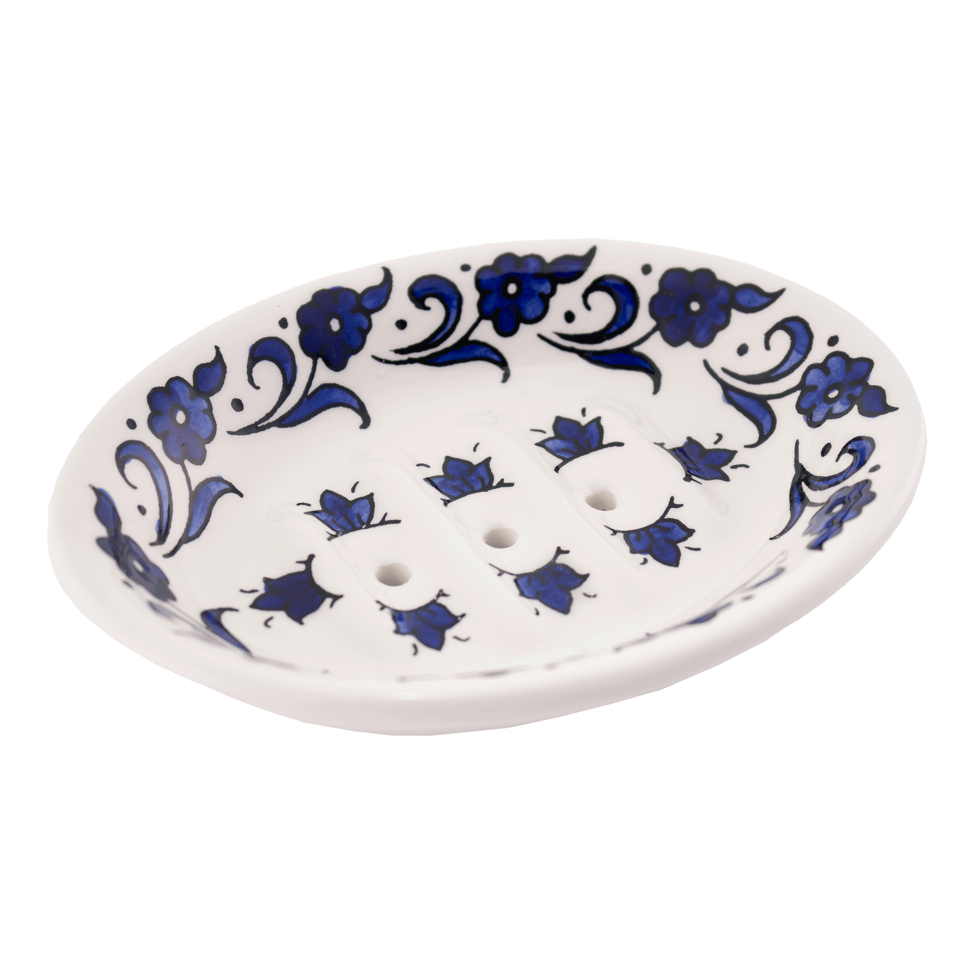 Armenian Ceramic Soap Dish Traditional Floral Blue Floral