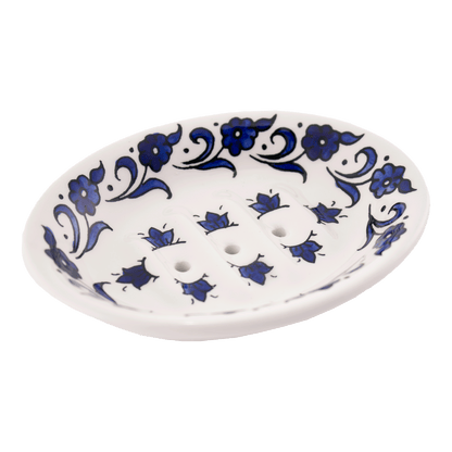 Armenian Ceramic Soap Dish Traditional Floral Blue Floral