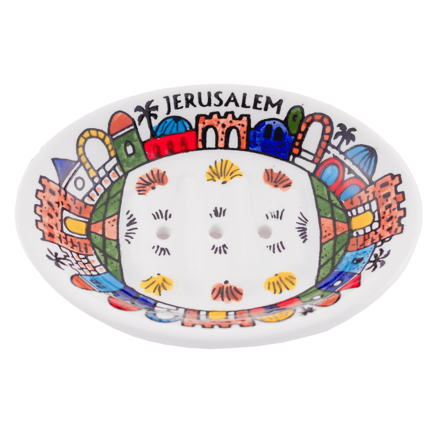 Armenian Ceramic Soap Dish Traditional Floral Jerusalem