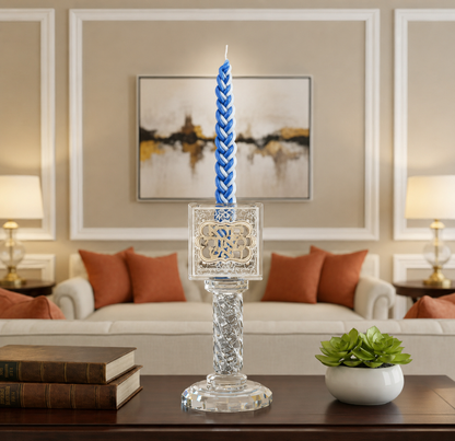 Blue and White Braided Havdalah Candle