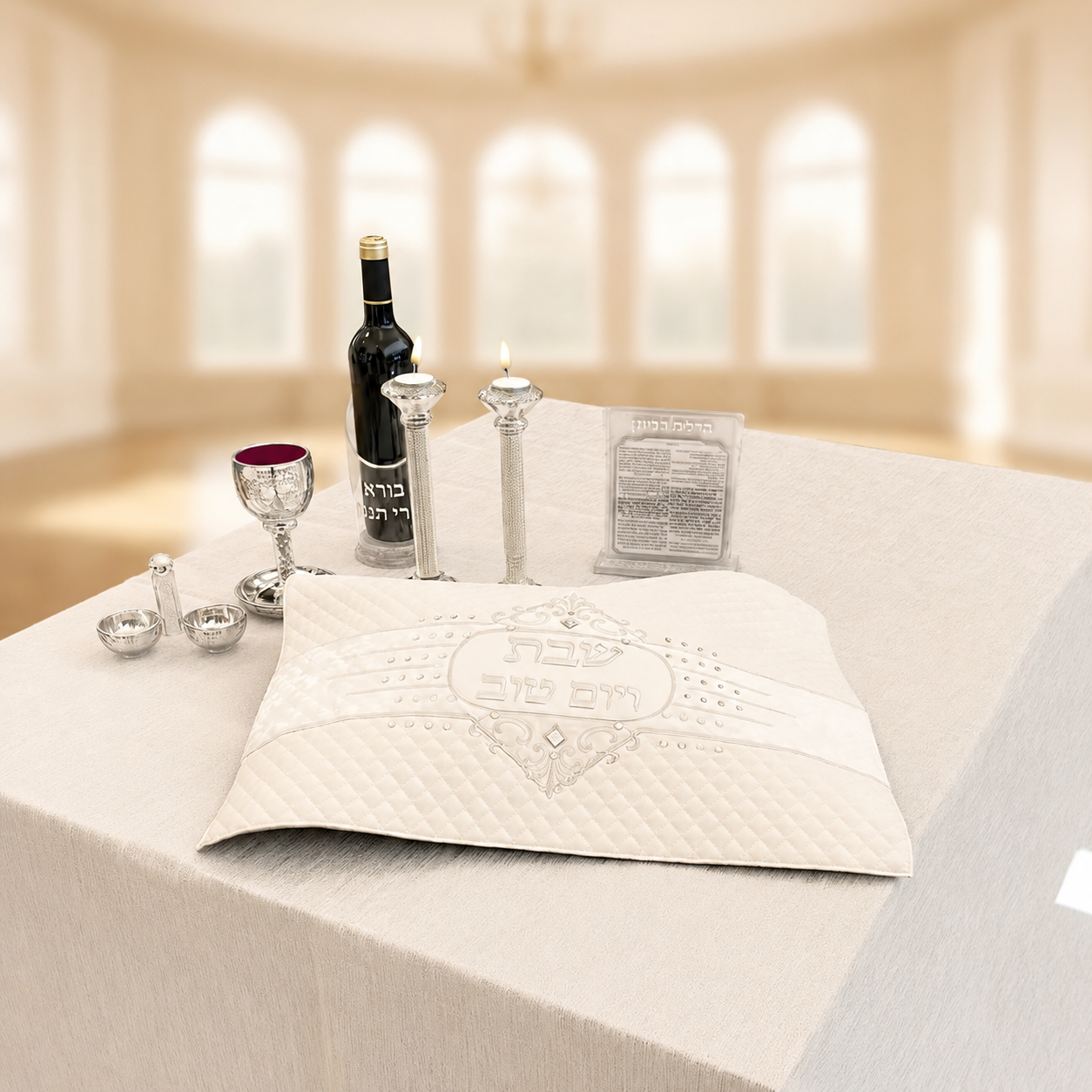 Elegant Cream Fabric Tablecloth