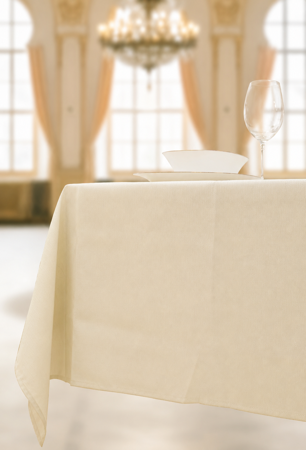 Elegant Cream Fabric Tablecloth