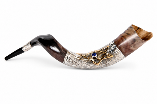 Yemenite Shofar 40" - 42" - Silver Plated Star of David