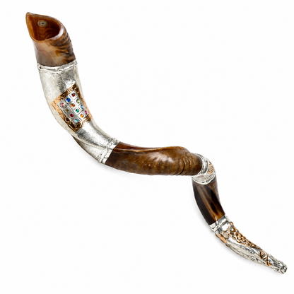 Yemenite Shofar 40" - 42" - Silver Plated Breastplate Design