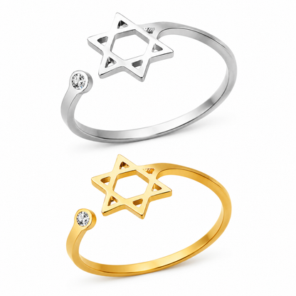 Star of David Open Stainless Steel Ring