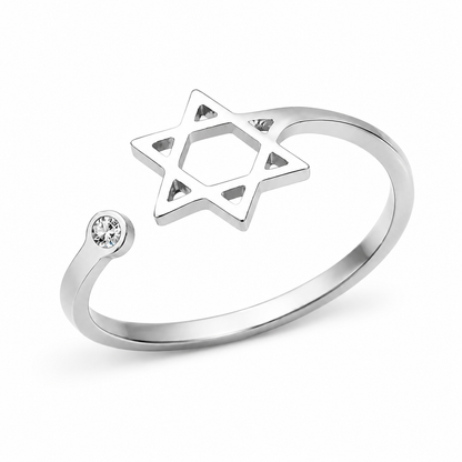Star of David Open Stainless Steel Ring