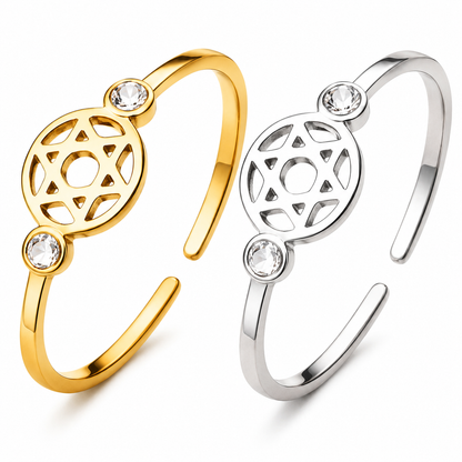 Adjustable Star of David Stainless Steel Ring