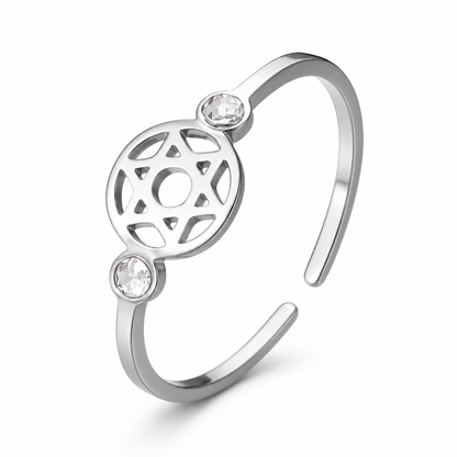 Adjustable Star of David Stainless Steel Ring
