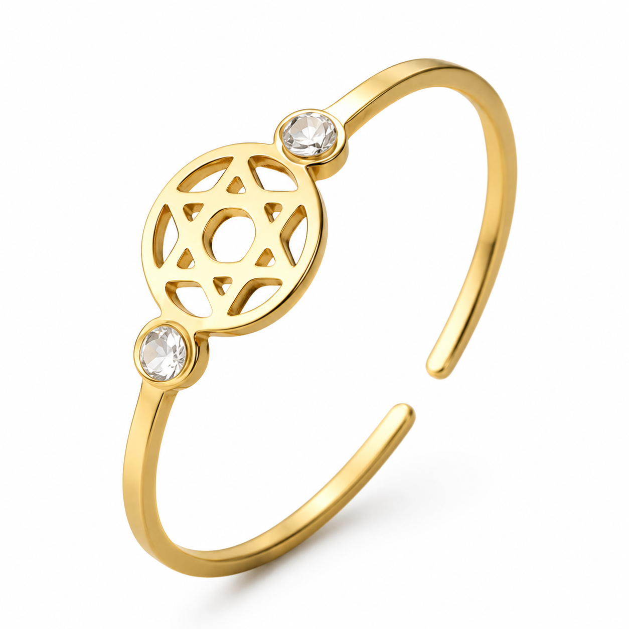 Adjustable Star of David Stainless Steel Ring