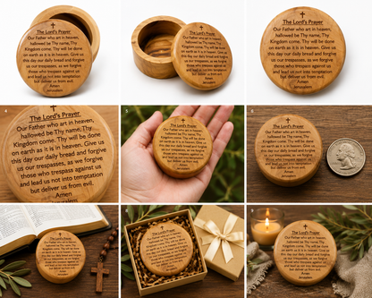The Lord's Prayer Handcrafted Olive Wood Keepsake Box from Bethlehem, Israel