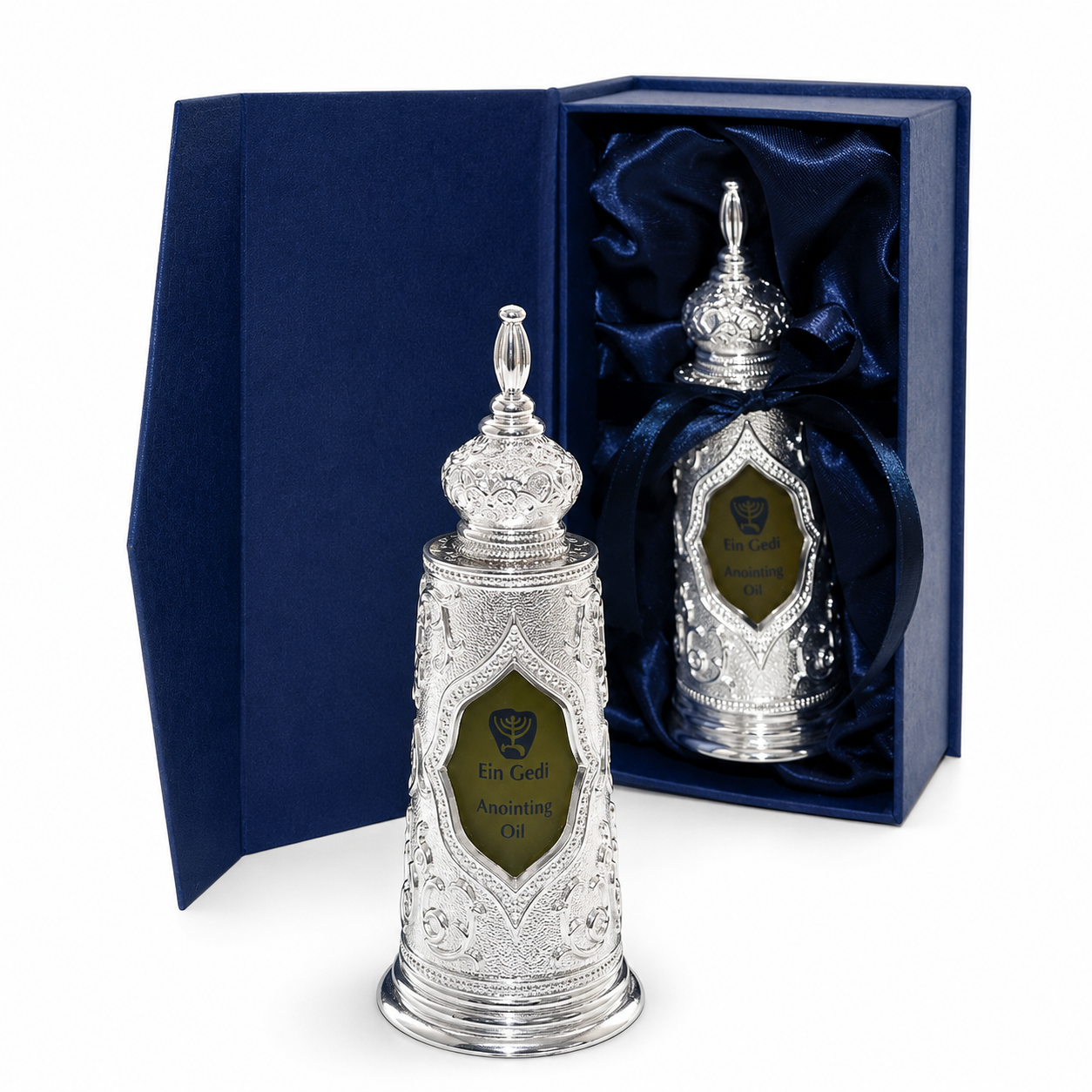 Ein Gedi 27ml silver decorative anointing oil bottle with luxury gift box