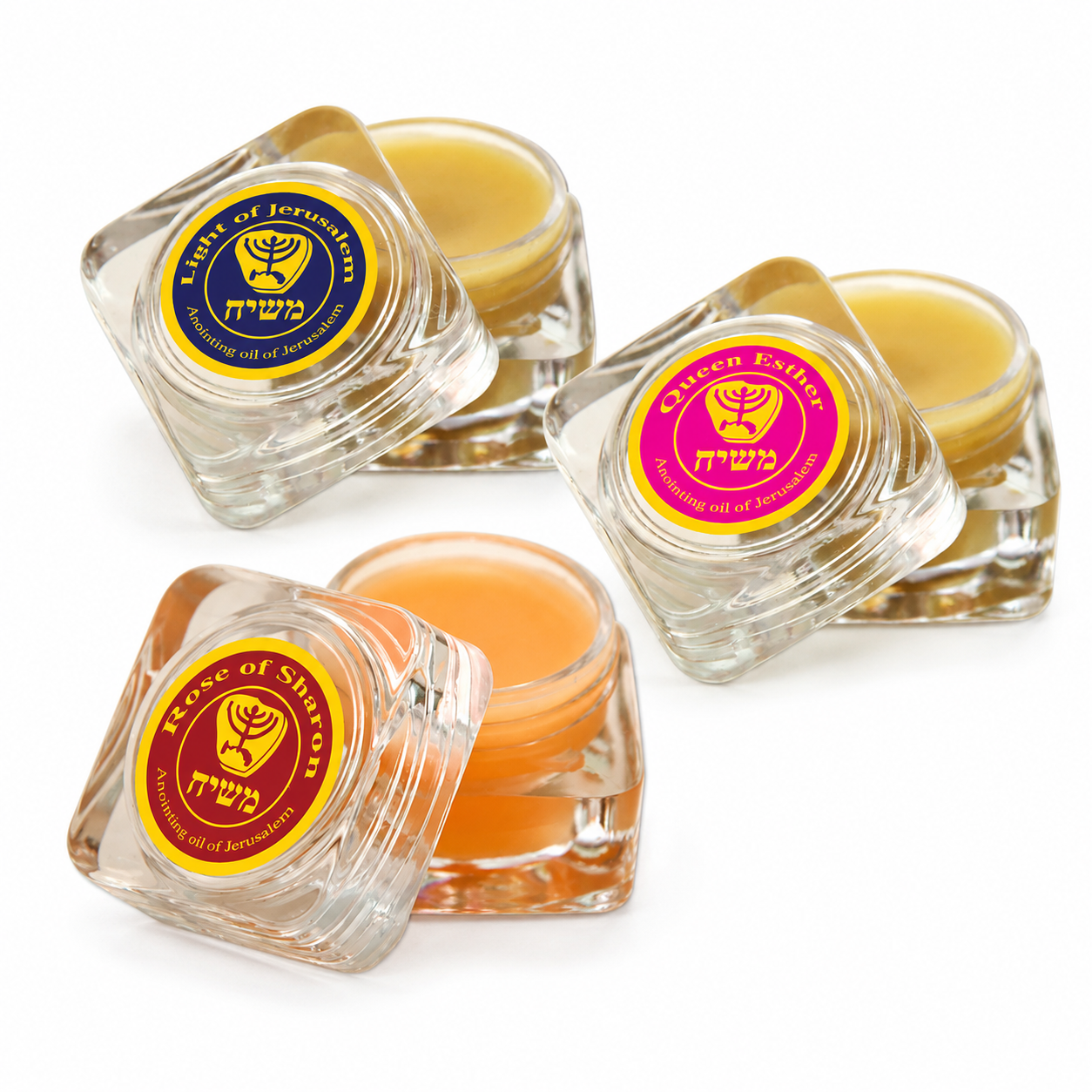 Ein Gedi anointing oil salves from Israel in Light of Jerusalem, Rose of Sharon, and Queen Esther