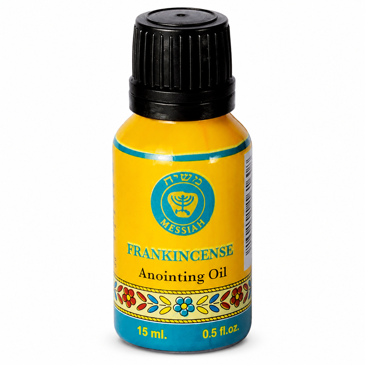 Ein Gedi Messiah Line Frankincense anointing oil 15ml cobalt glass bottle on white background
