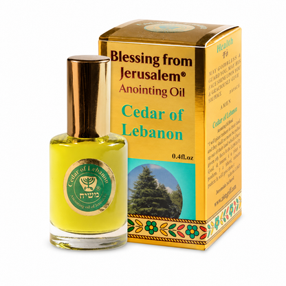 Ein Gedi Gold Collection Cedar of Lebanon anointing oil 12ml on white background