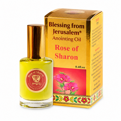 Ein Gedi Gold Collection Rose of Sharon anointing oil 12ml on white background