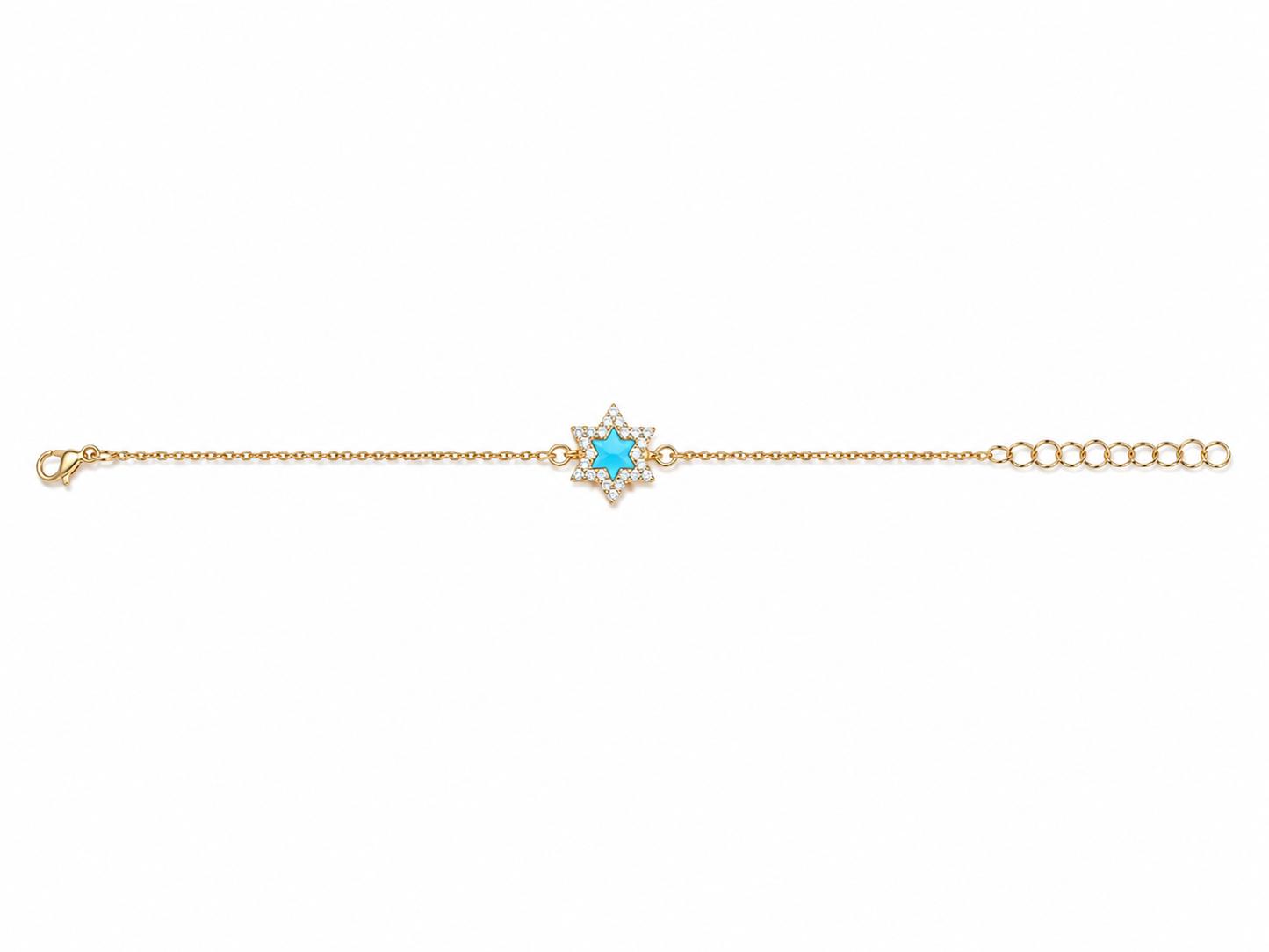 Light blue Star of David chain bracelet