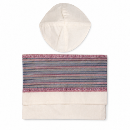 Gabrieli tallit bag and kippah with cream and striped design