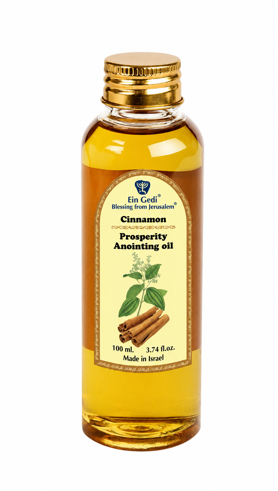 Ein Gedi Cinnamon Prosperity anointing oil 100ml PET bottle on white background