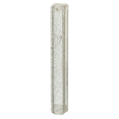 Clear Plastic Mezuzah with Light Silver Speckles