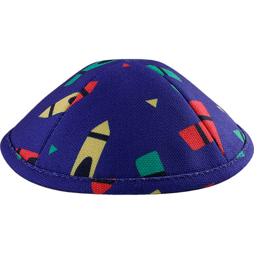 Crayon Themed Blue Fabric Kippah