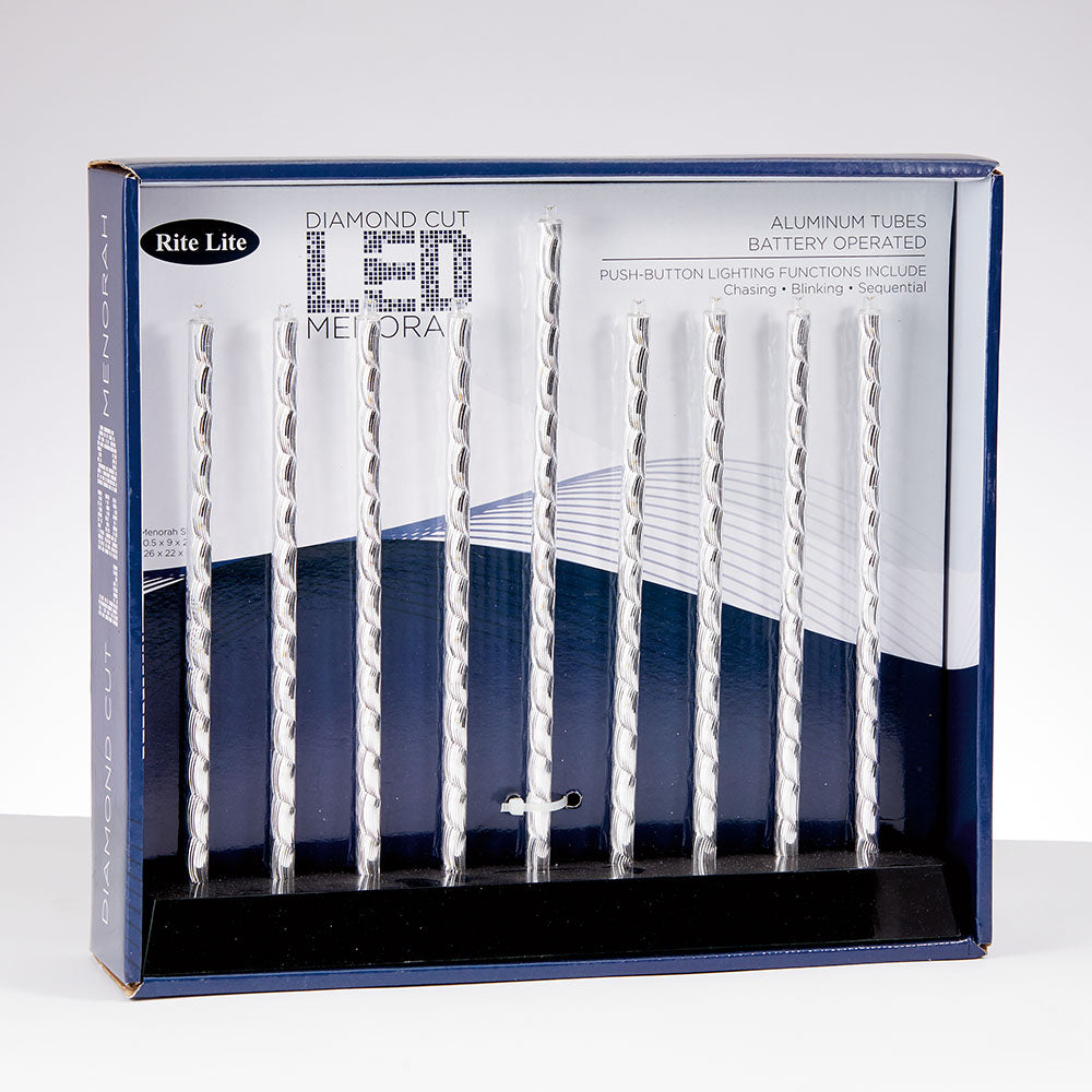 Diamond Cut LED Menorah w/ Aluminum Tubes