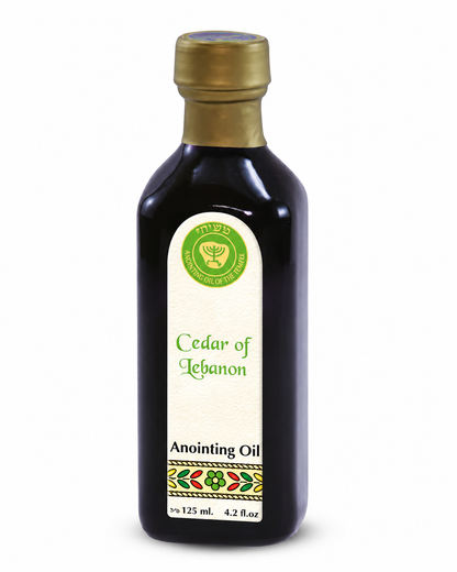 Ein Gedi Cedar of Lebanon anointing oil 125ml blue cobalt bottle on white background