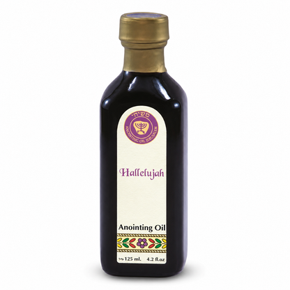 Ein Gedi Halelujah anointing oil 125ml blue cobalt bottle on white background