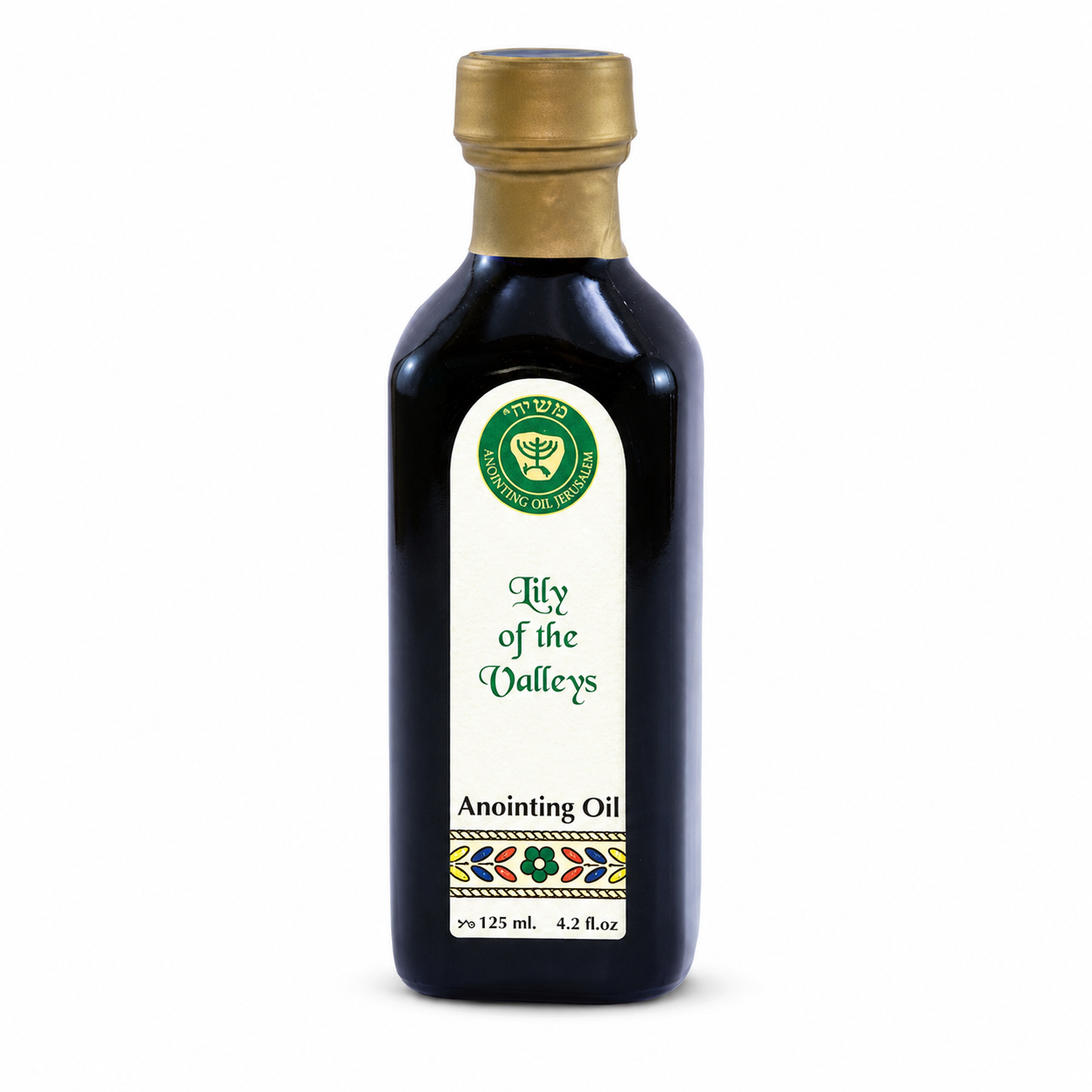 Ein Gedi Lily of the Valleys anointing oil 125ml blue cobalt bottle on white background