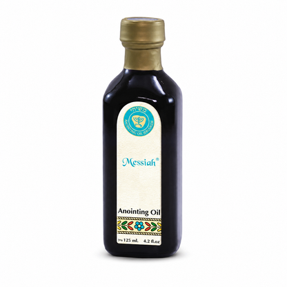 Ein Gedi Messiah anointing oil 125ml blue cobalt bottle on white background