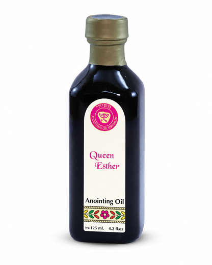 Ein Gedi Queen Esther anointing oil 125ml blue cobalt bottle on white background