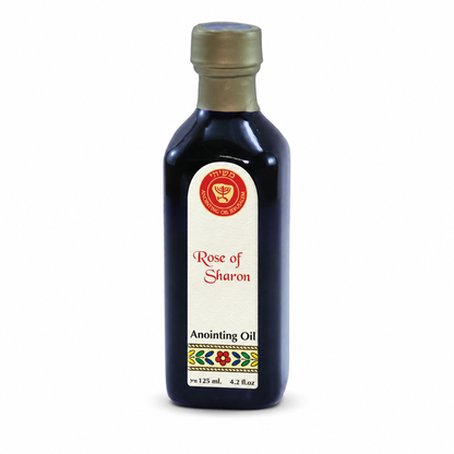 Ein Gedi Rose of Sharon anointing oil 125ml blue cobalt bottle on white background