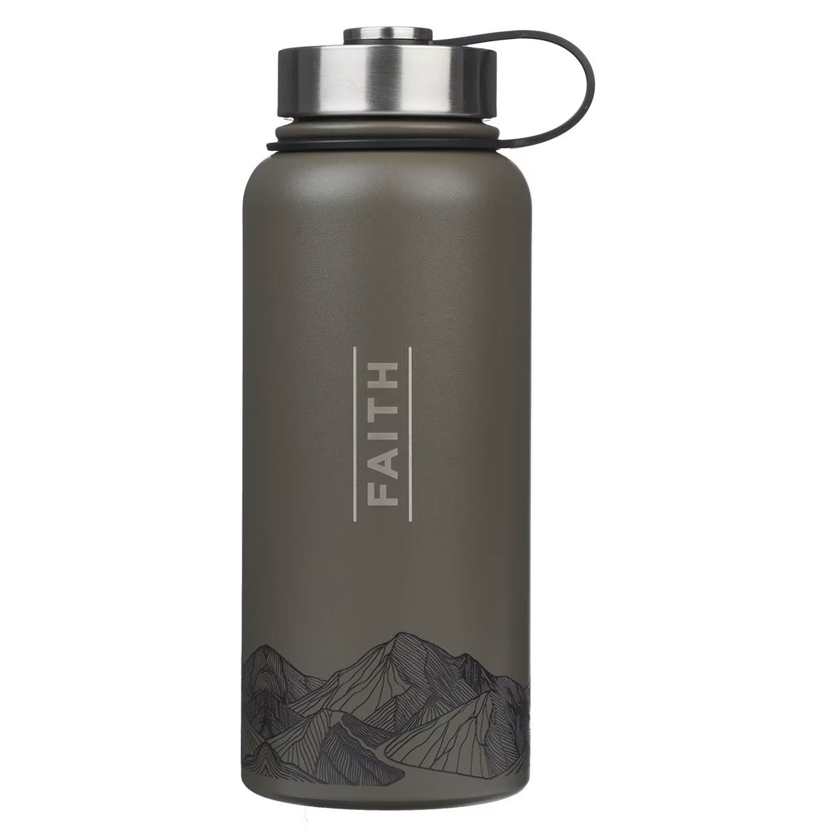 Faith Dusty Brown Stainless Steel Water Bottle - Matthew 17:20