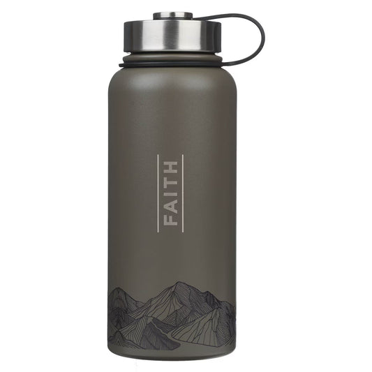 Faith Dusty Brown Stainless Steel Water Bottle - Matthew 17:20