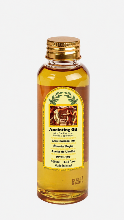 Ein Gedi Frankincense Myrrh and Spikenard anointing oil 100ml PET bottle on white background