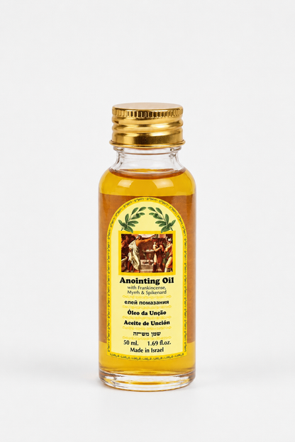 Ein Gedi Frankincense Myrrh and Spikenard anointing oil 50ml PET bottle on white background