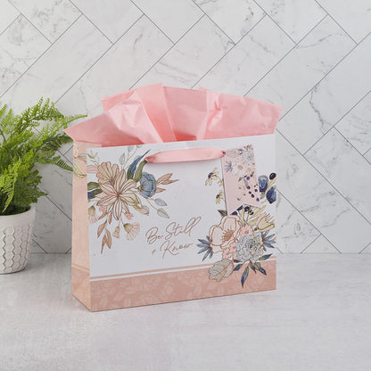 Be Still and Know Peach Blossom Large Landscape Gift Bag - Psalm 46:10