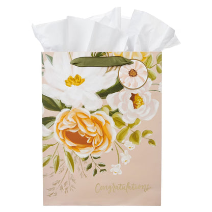 Sophia Peach Floral Large Portrait Gift Bag