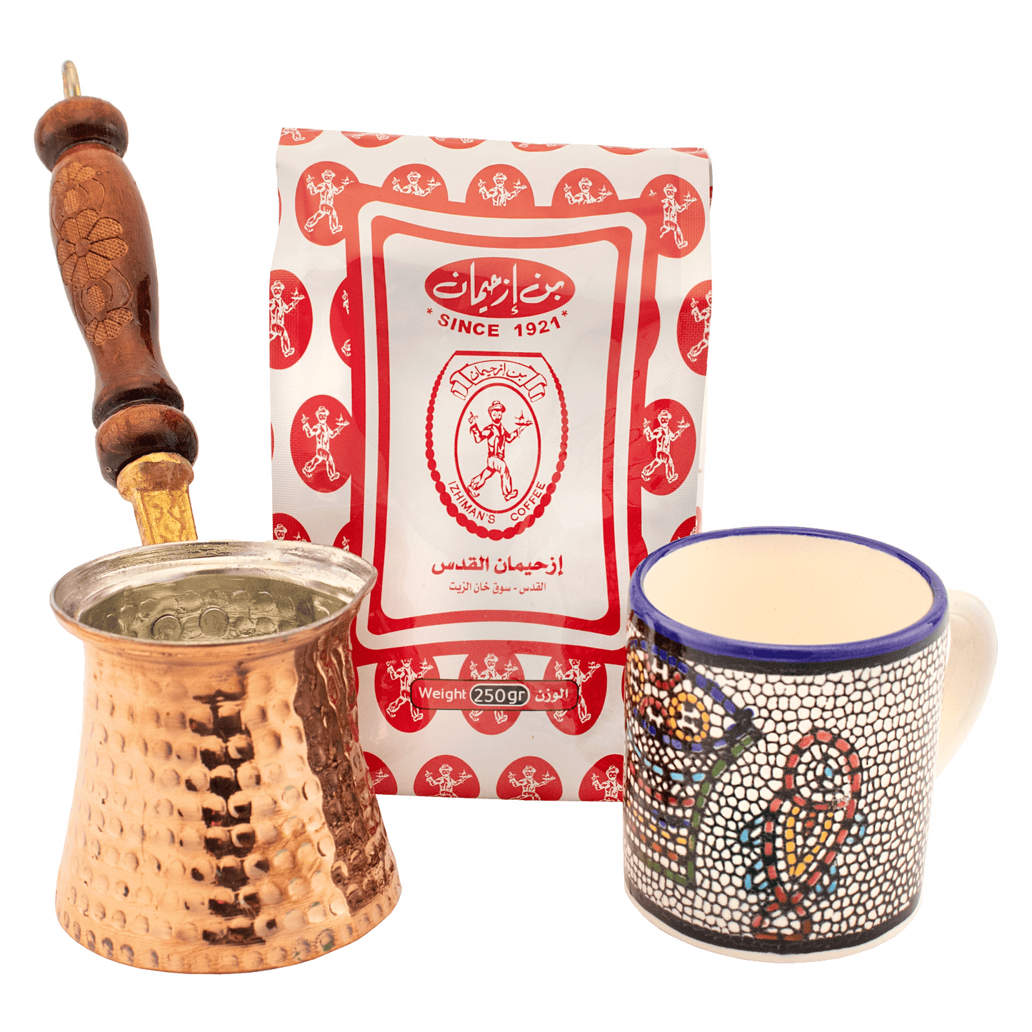 Fish and loaves mug Turkish coffee gift set, small
