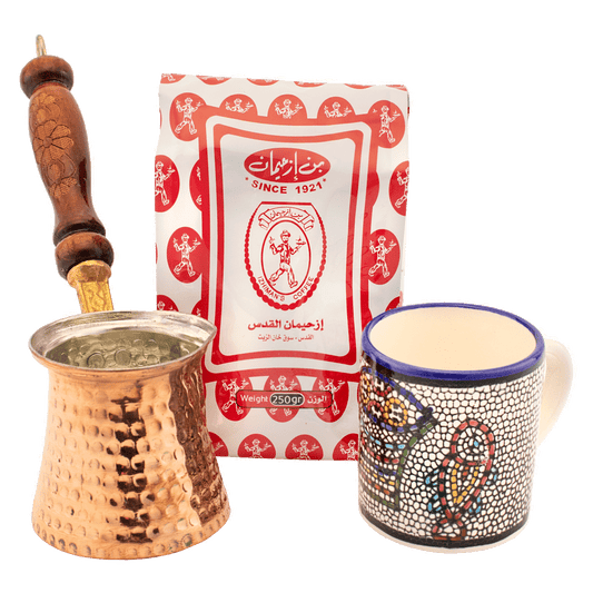 Fish and loaves mug Turkish coffee gift set, small