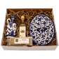 Three Piece Armenian Ceramic Dipping Set - Blue Floral