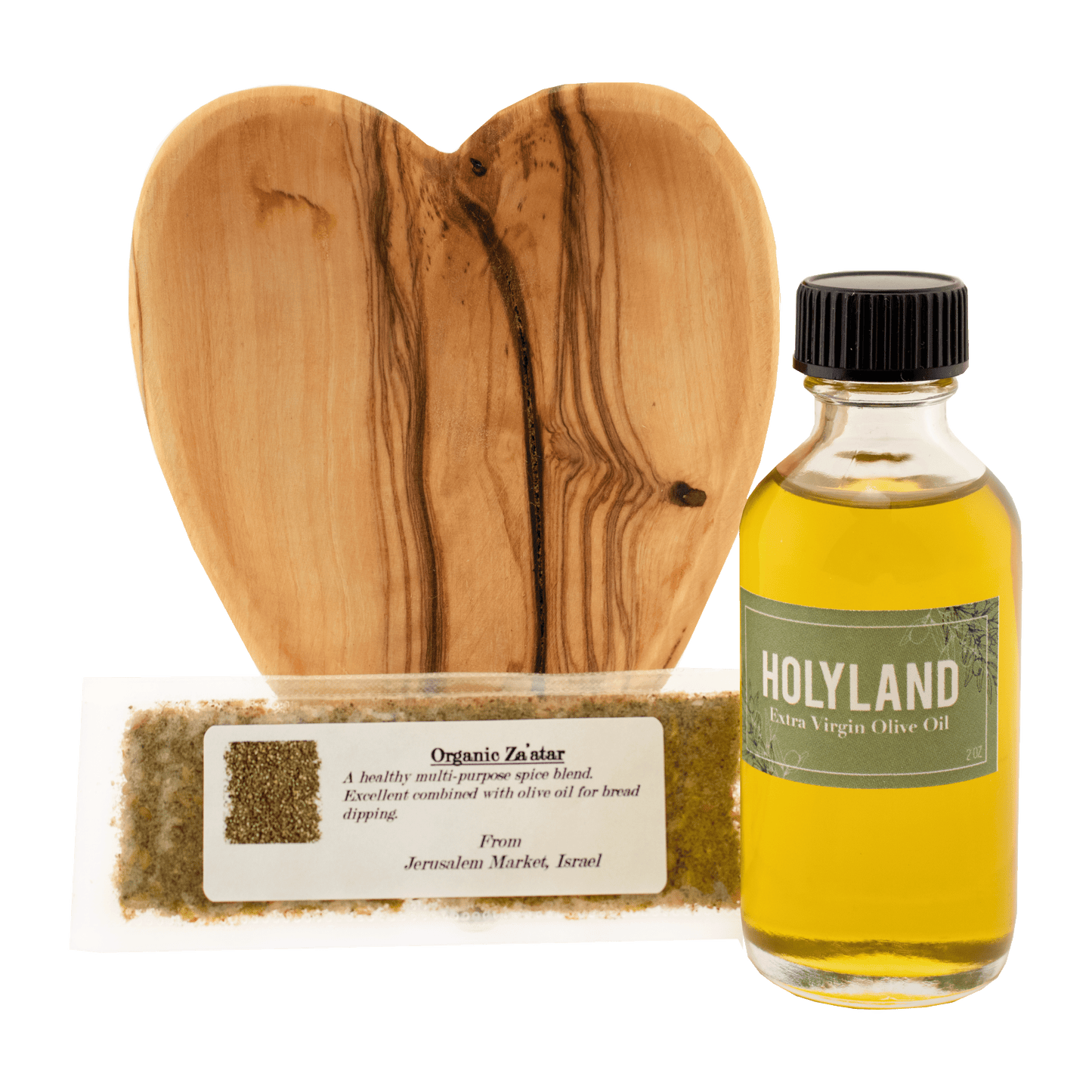 Olive Wood Heart Bread Dipping Set