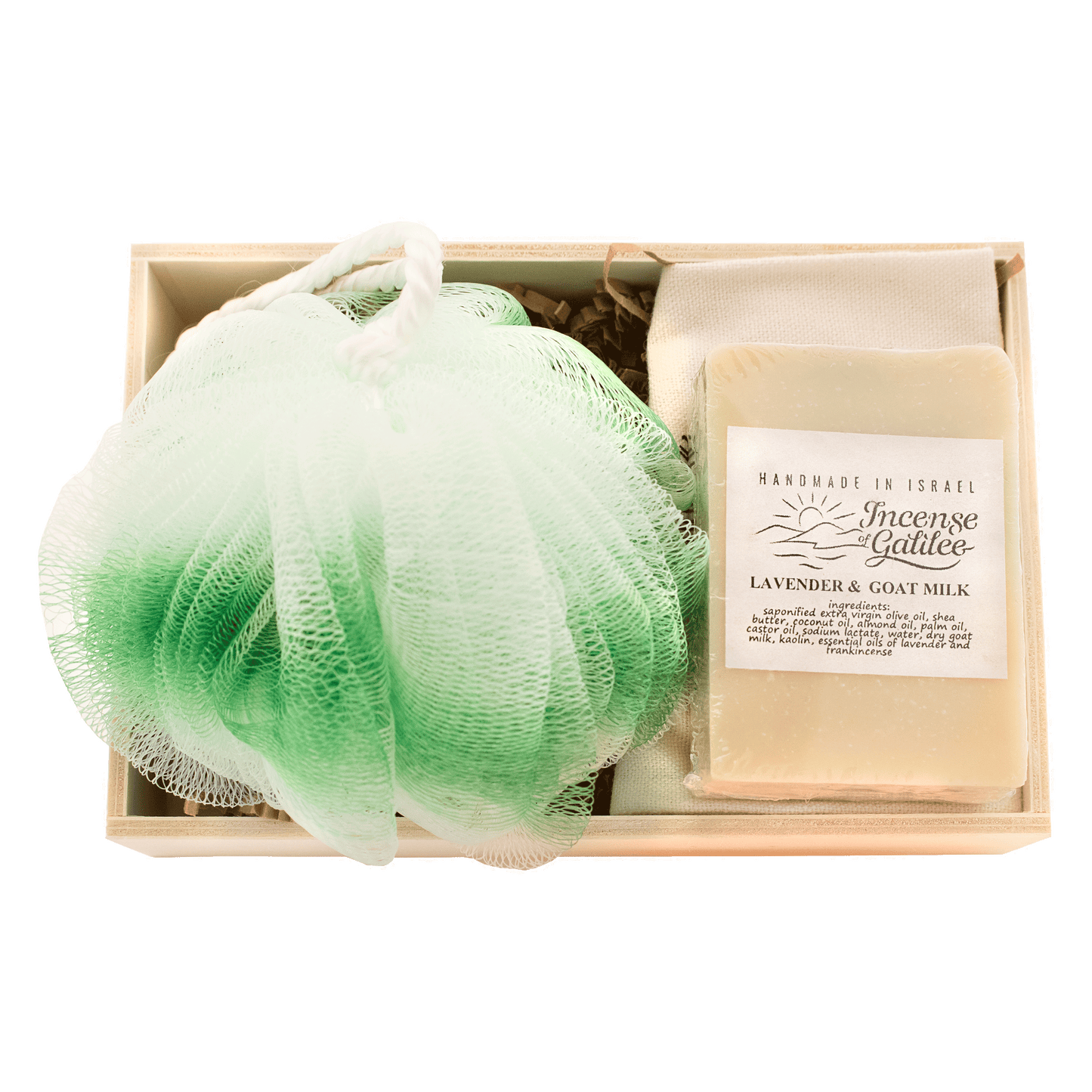 Goat Milk/Lavender Soap & Bath Puff Set (Green)