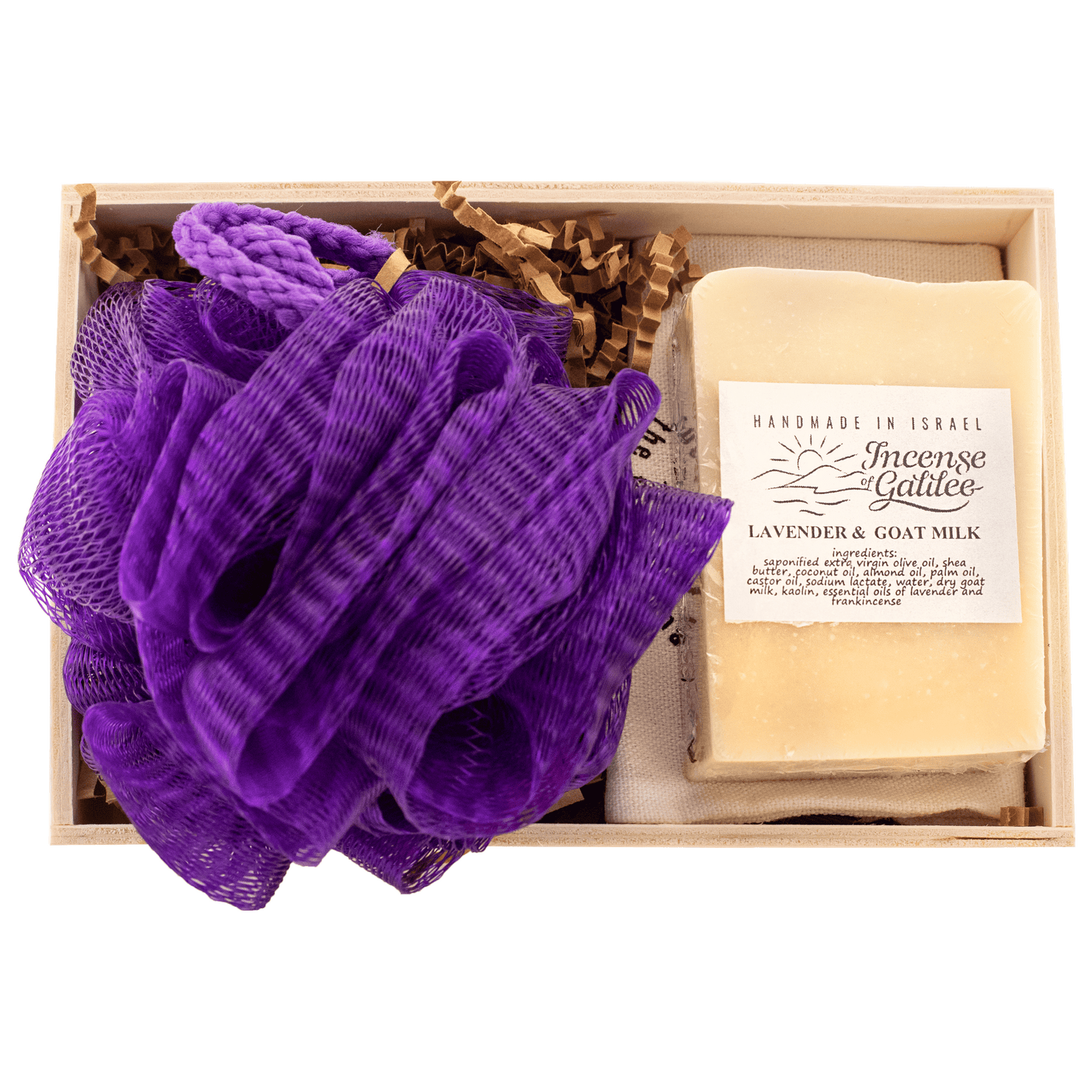 Goat Milk/Lavender Soap & Bath Puff Set (Purple)